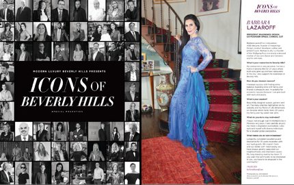 Angeleno Magazine, Icons of Beverly Hills feature with Barbara Lazaroff