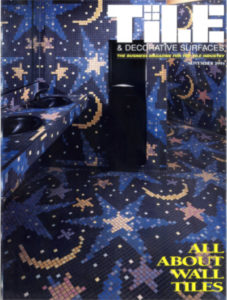 An American Designs with Italian Ceramic Tile, the feature article in Tile and Decorative Surfaces magazine, November 1994, article about Barbara Lazaroff of Spago and other restaurant fame.