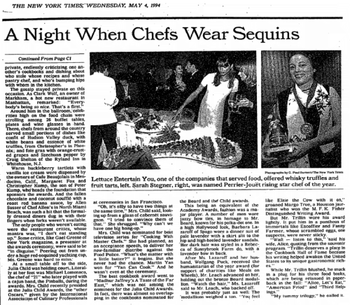 A Night Chefs Wear Sequins - The New York Times. Barbara Lazaroff awarded James Beard humanitarian award.