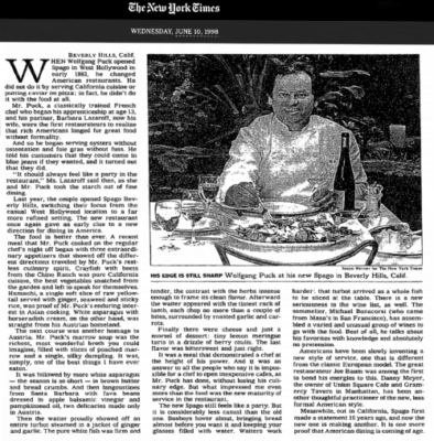 1998-06-10 NYT Critic's Notebook; A New Spago Points the Way