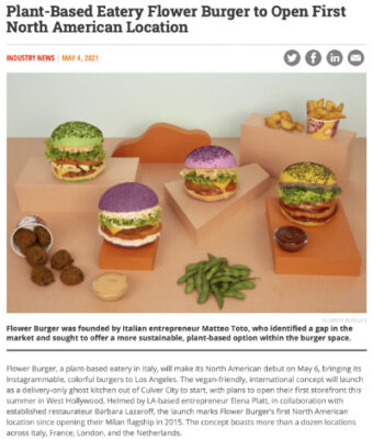 QSR magazine's article on Flower Burger, Barbara Lazaroff working on Los Angeles location