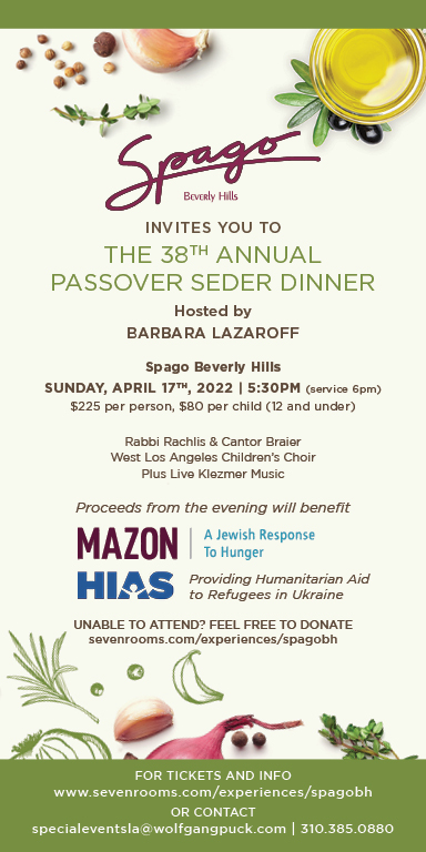 Spago Beverly Hills Passover Seder 2022 web poster