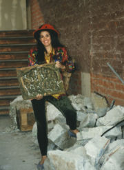 Barbara Lazaroff working on the design and construction of her restaurant, ObaChine.