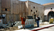 Barbara Lazaroff with the sign announcing that Granita will open August 1, 1991 Barbara Lazaroff with the sign announcing that Granita will open August 1, 1991