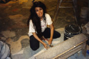 Barbara Lazaroff works on the floor of Granita Barbara Lazaroff works on the floor of Granita