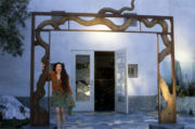 Barbara Lazaroff is the door of her restaurant, Granita